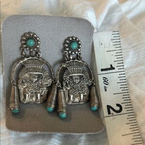 Sterling Silver Native Myan Turquoise Drop Earrings